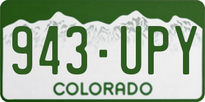 CO license plate 943UPY