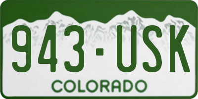 CO license plate 943USK