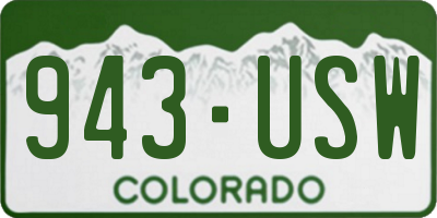 CO license plate 943USW