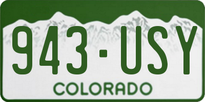 CO license plate 943USY