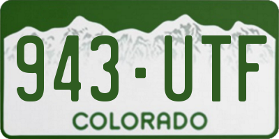 CO license plate 943UTF