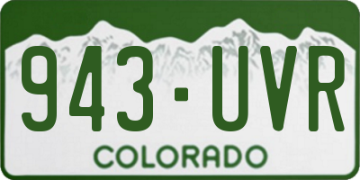 CO license plate 943UVR