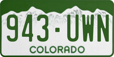 CO license plate 943UWN