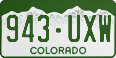 CO license plate 943UXW