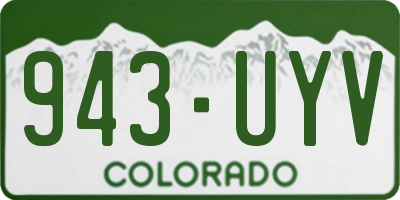 CO license plate 943UYV