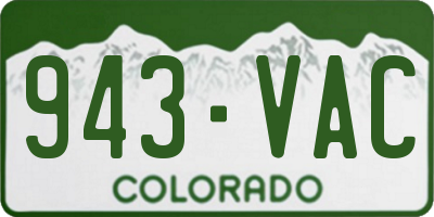 CO license plate 943VAC