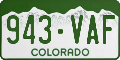 CO license plate 943VAF