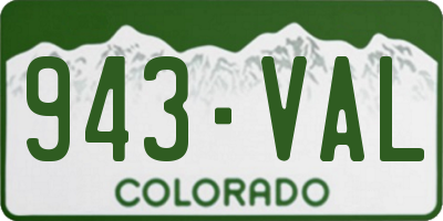 CO license plate 943VAL