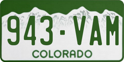 CO license plate 943VAM