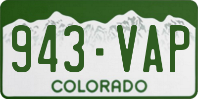 CO license plate 943VAP