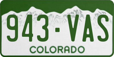CO license plate 943VAS