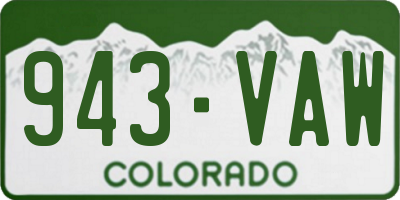 CO license plate 943VAW