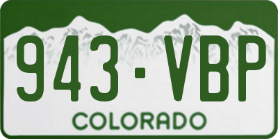 CO license plate 943VBP