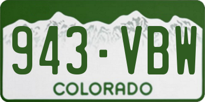 CO license plate 943VBW