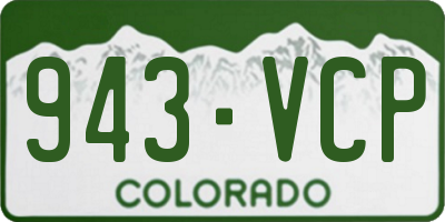 CO license plate 943VCP