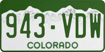 CO license plate 943VDW