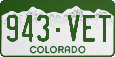 CO license plate 943VET