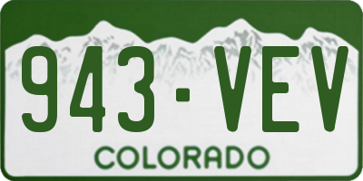 CO license plate 943VEV