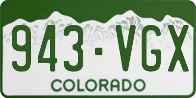 CO license plate 943VGX