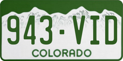 CO license plate 943VID