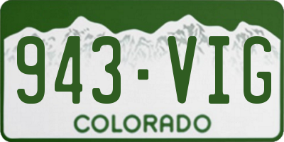 CO license plate 943VIG