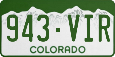 CO license plate 943VIR