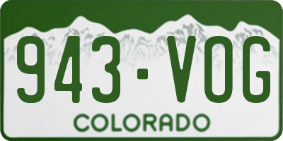 CO license plate 943VOG