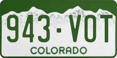 CO license plate 943VOT