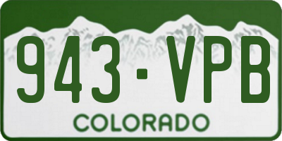 CO license plate 943VPB