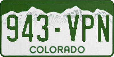 CO license plate 943VPN