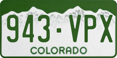 CO license plate 943VPX