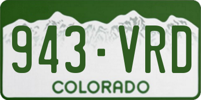 CO license plate 943VRD