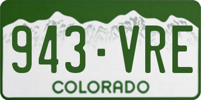 CO license plate 943VRE