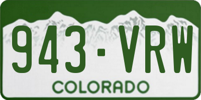 CO license plate 943VRW