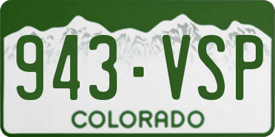 CO license plate 943VSP