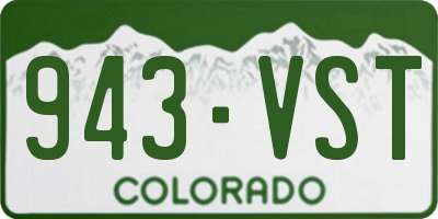 CO license plate 943VST