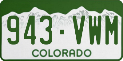 CO license plate 943VWM