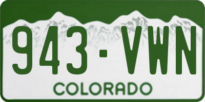 CO license plate 943VWN