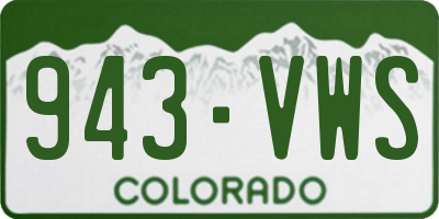 CO license plate 943VWS