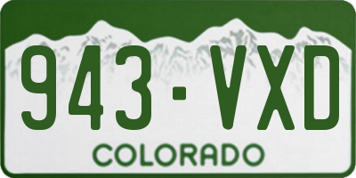 CO license plate 943VXD