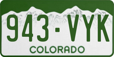 CO license plate 943VYK