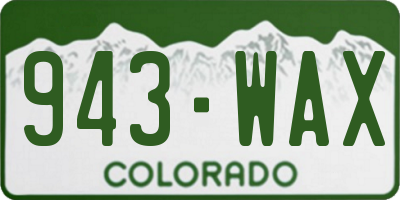 CO license plate 943WAX