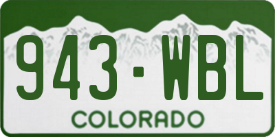CO license plate 943WBL
