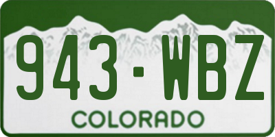 CO license plate 943WBZ