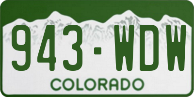 CO license plate 943WDW