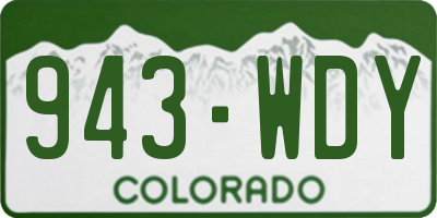 CO license plate 943WDY