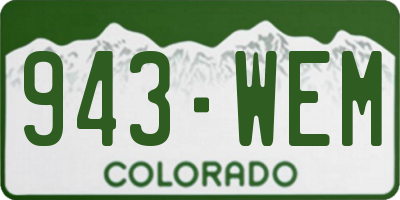 CO license plate 943WEM