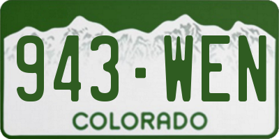 CO license plate 943WEN