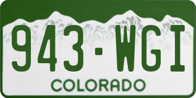 CO license plate 943WGI