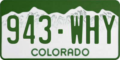CO license plate 943WHY